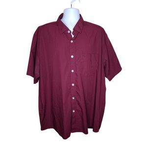 Dixxon Button Up Short Sleeve Performance Bamboo Shirt Mens 3XL Maroon Red